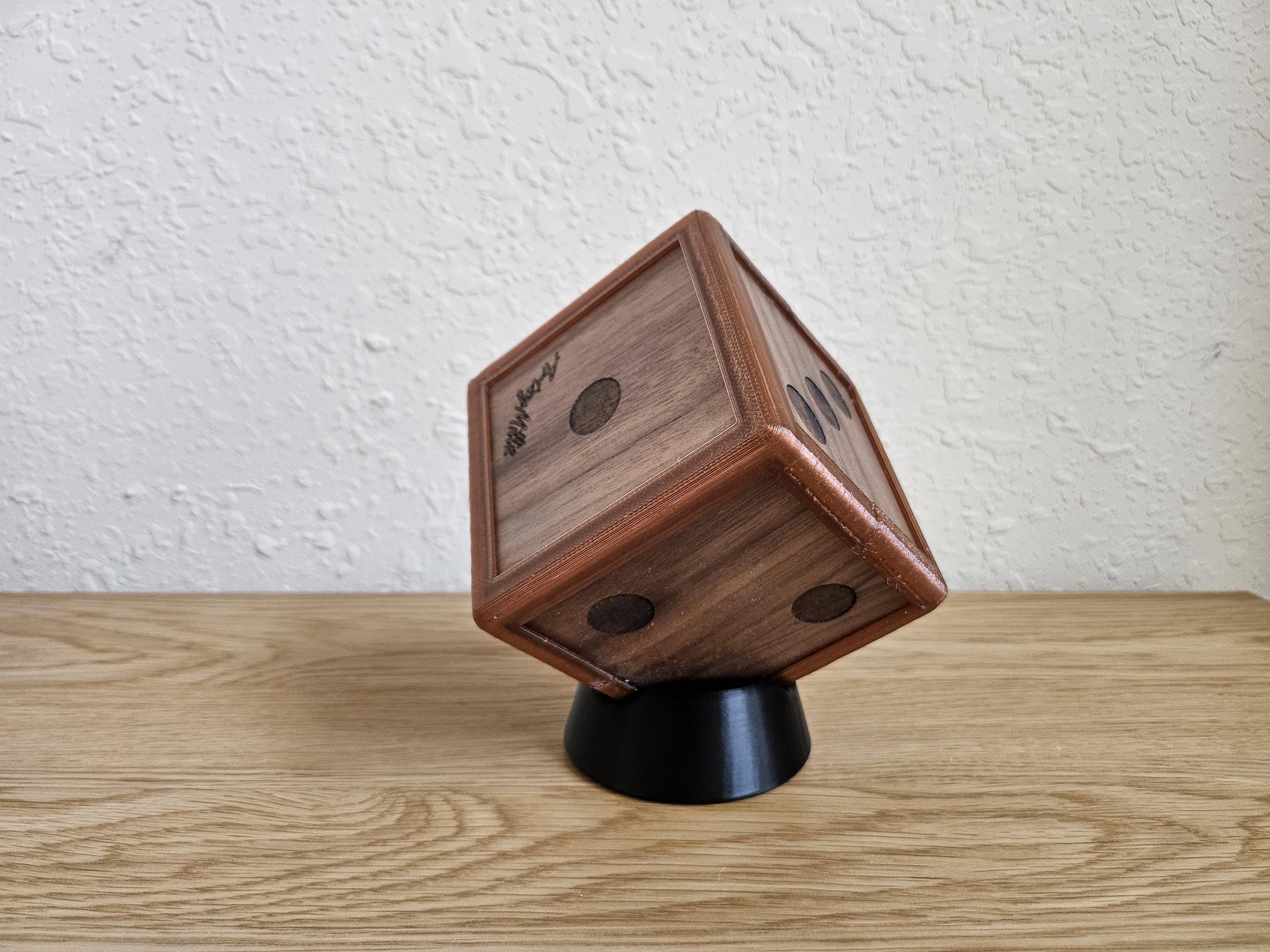 Oversized Walnut Die with Stand, 4 Inch Game Room Decor