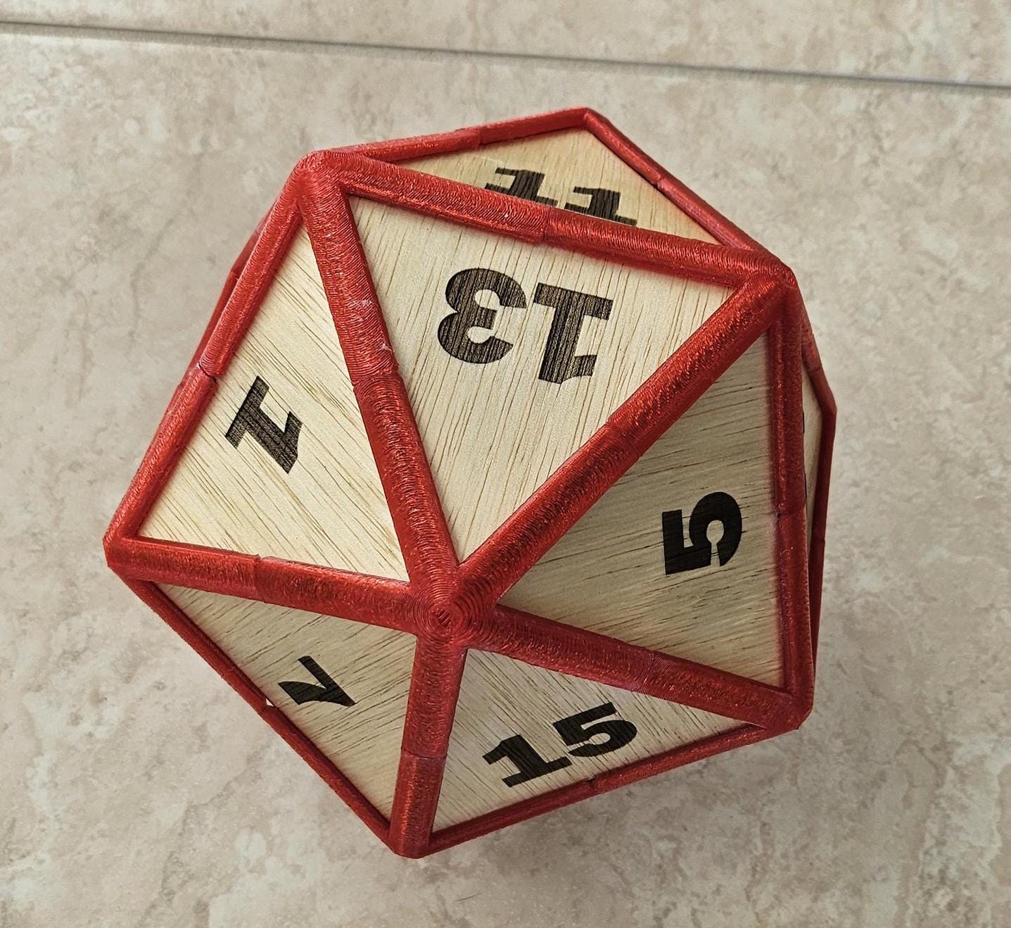 Roll Big with this Oversized Wood D20 - Ideal for Indoor Gaming and Home Decor