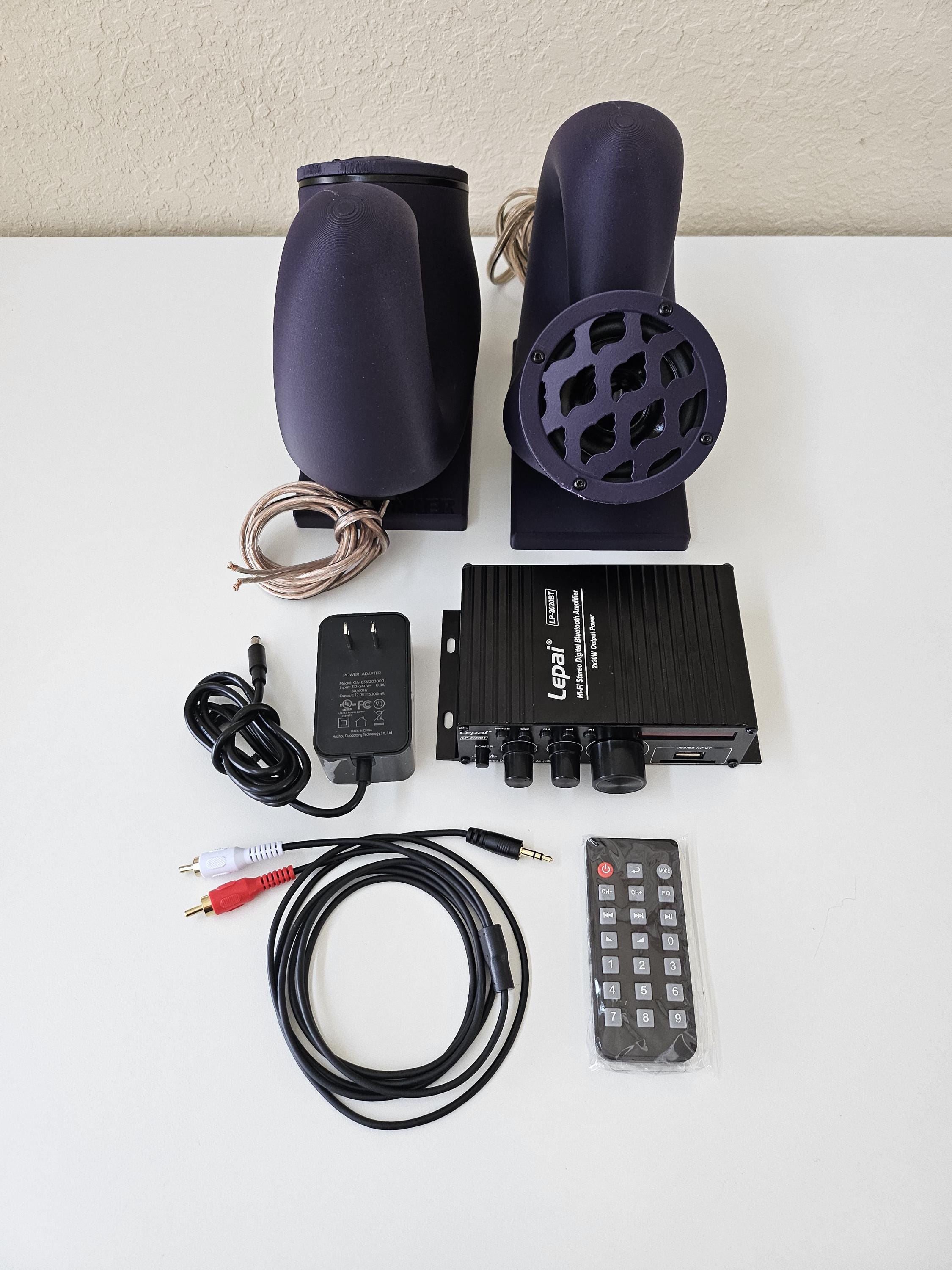 Complete Nautilus Speaker Set + Bluetooth Amp – 2x20W Home Audio Kit w/ Cables