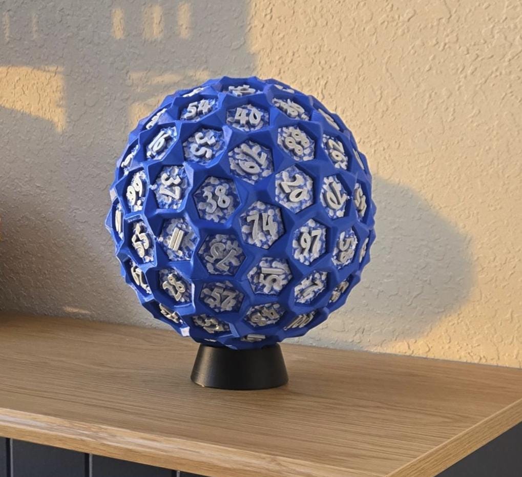 Giant Multicolor Inlay D100, 8.3 Inch Rolling Percentile Die