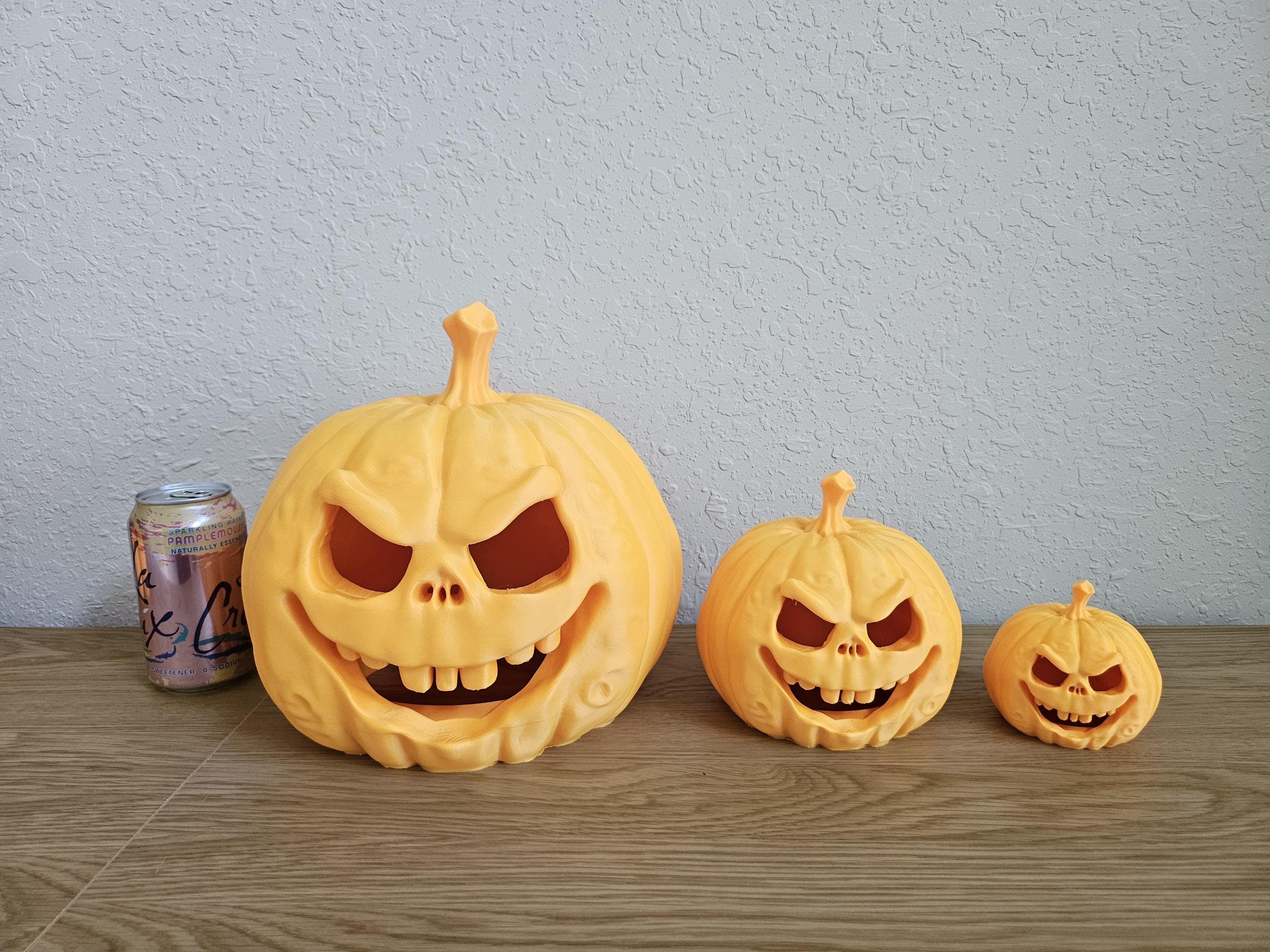 Grinning Jack O Lantern with Flicker LED Tea Light, Three Sizes