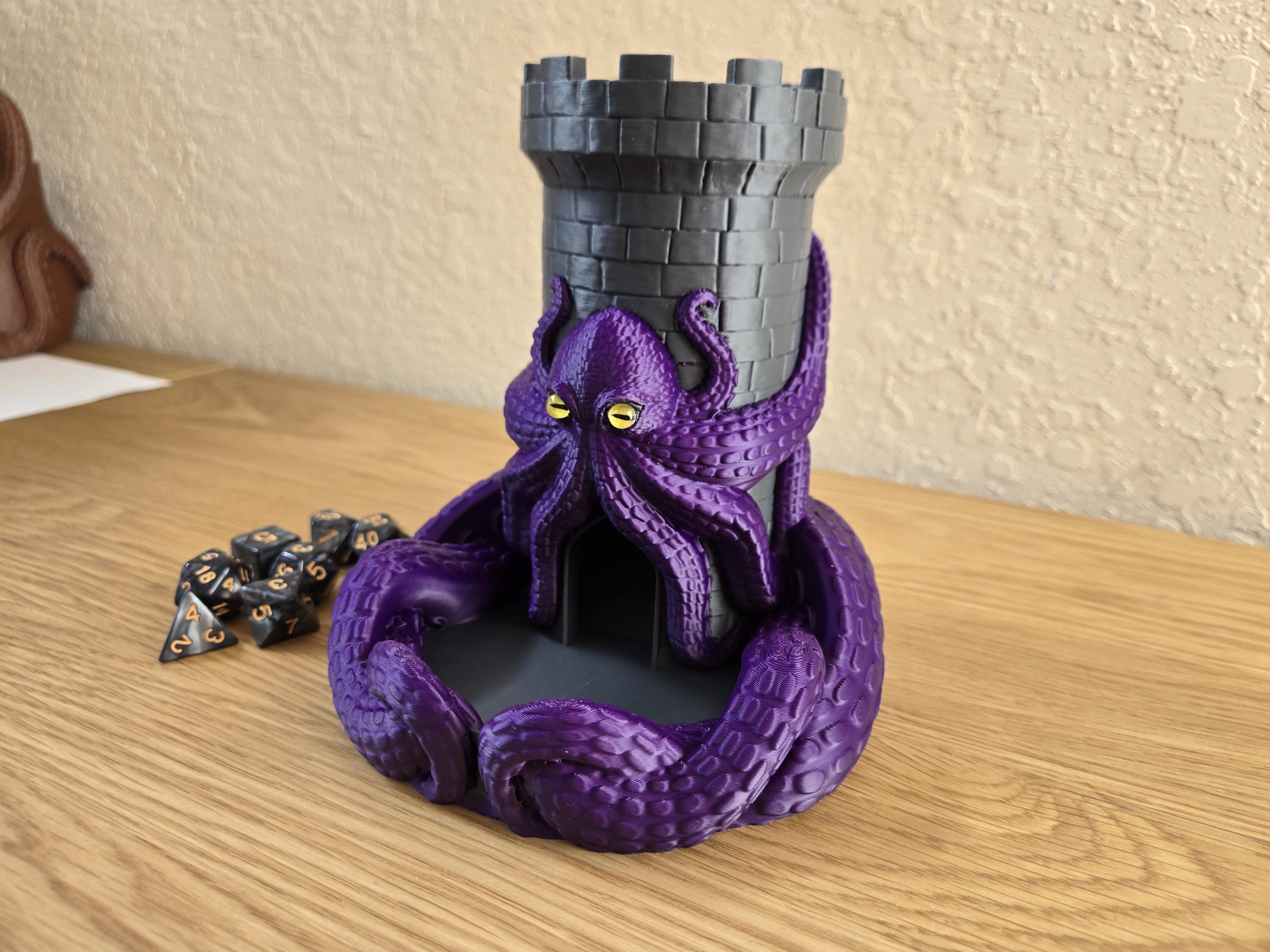 Kraken Castle Dice Tower with included dice, Fantasy RPG Roller, Dungeons and Dragons