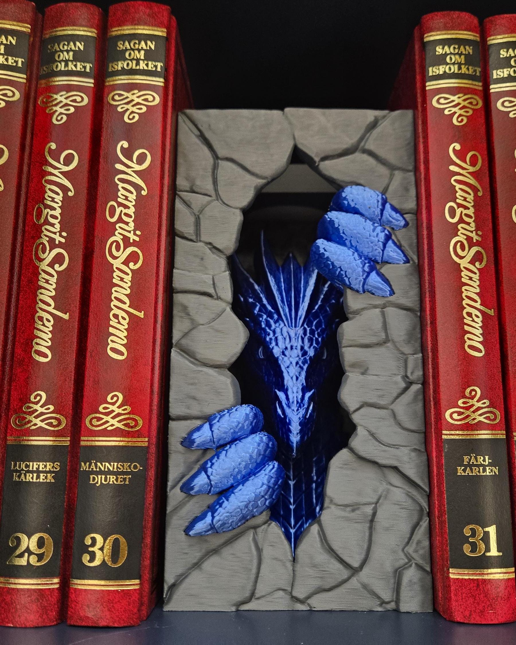 Dragon Book Nook Night Light with LED Puck, Fantasy Shelf Lamp