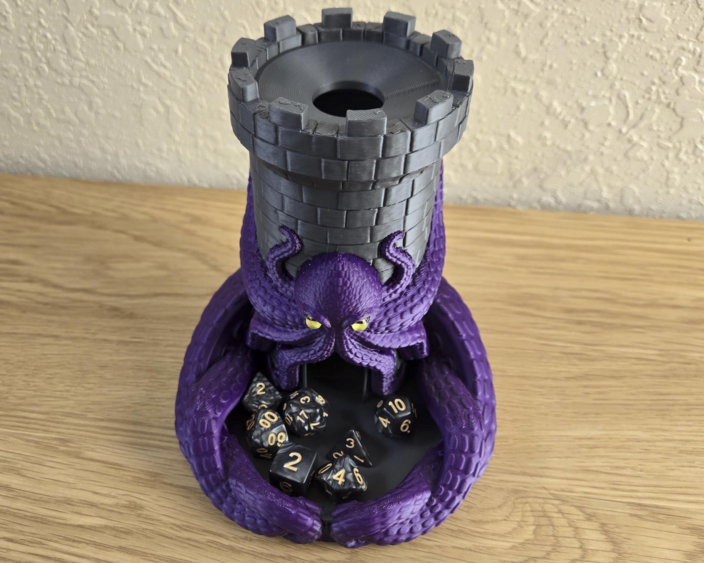 Kraken Castle Dice Tower with included dice, Fantasy RPG Roller, Dungeons and Dragons