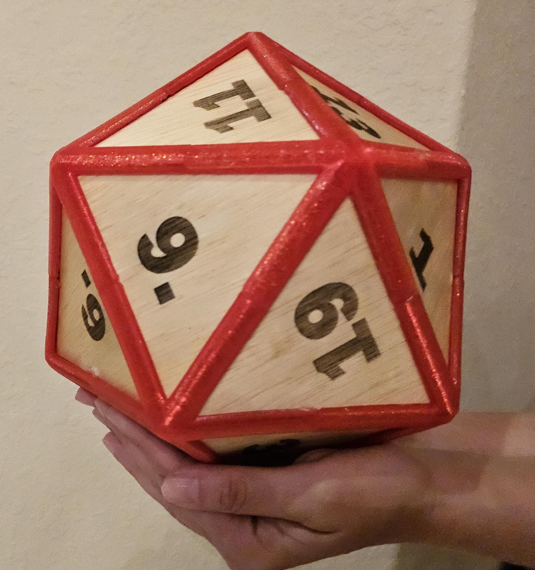 Roll Big with this Oversized Wood D20 - Ideal for Indoor Gaming and Home Decor
