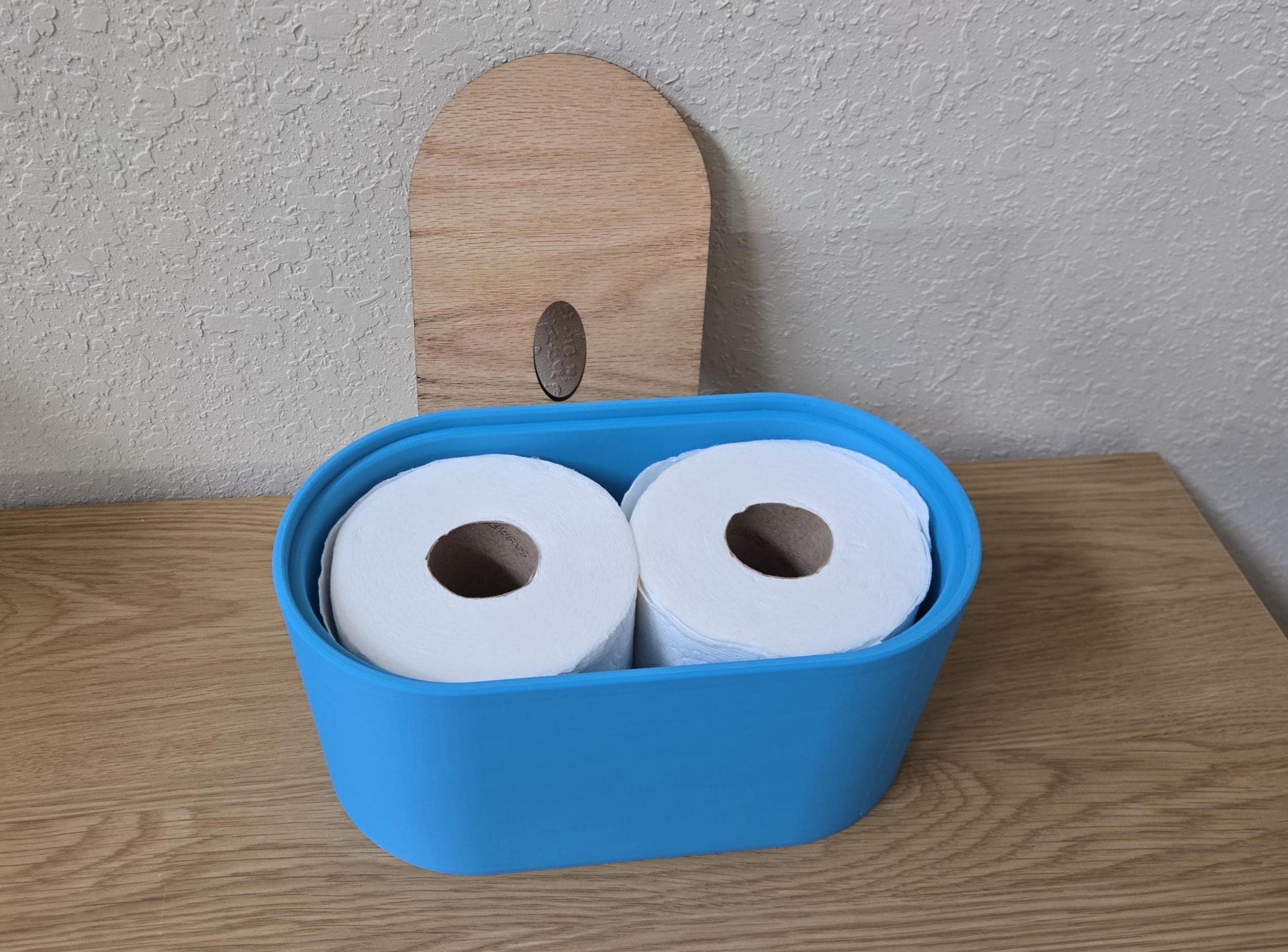 Wood Lid Toilet Paper Holder, Spare Roll Storage Box, Bathroom Organizer