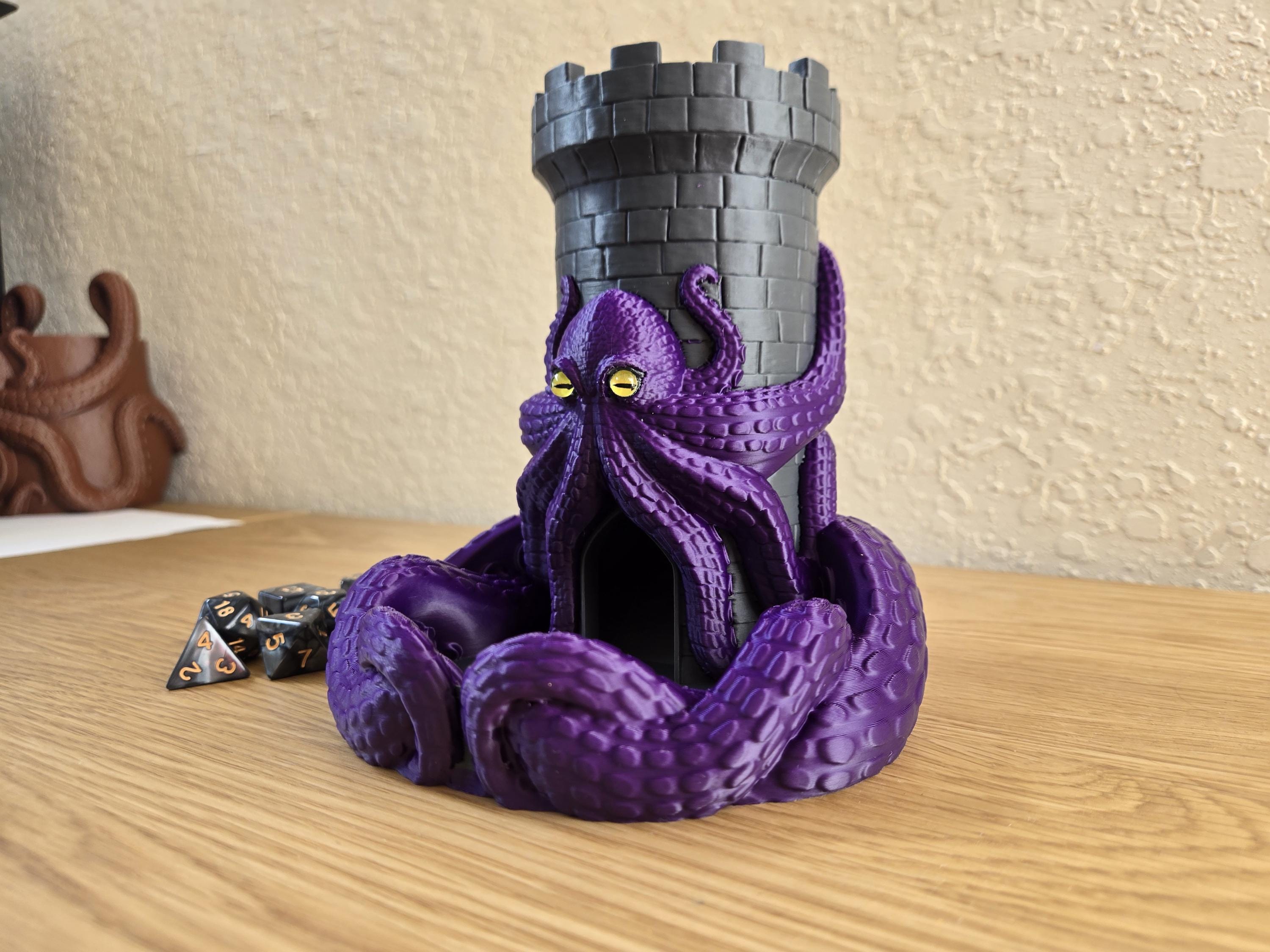 Kraken Castle Dice Tower with included dice, Fantasy RPG Roller, Dungeons and Dragons