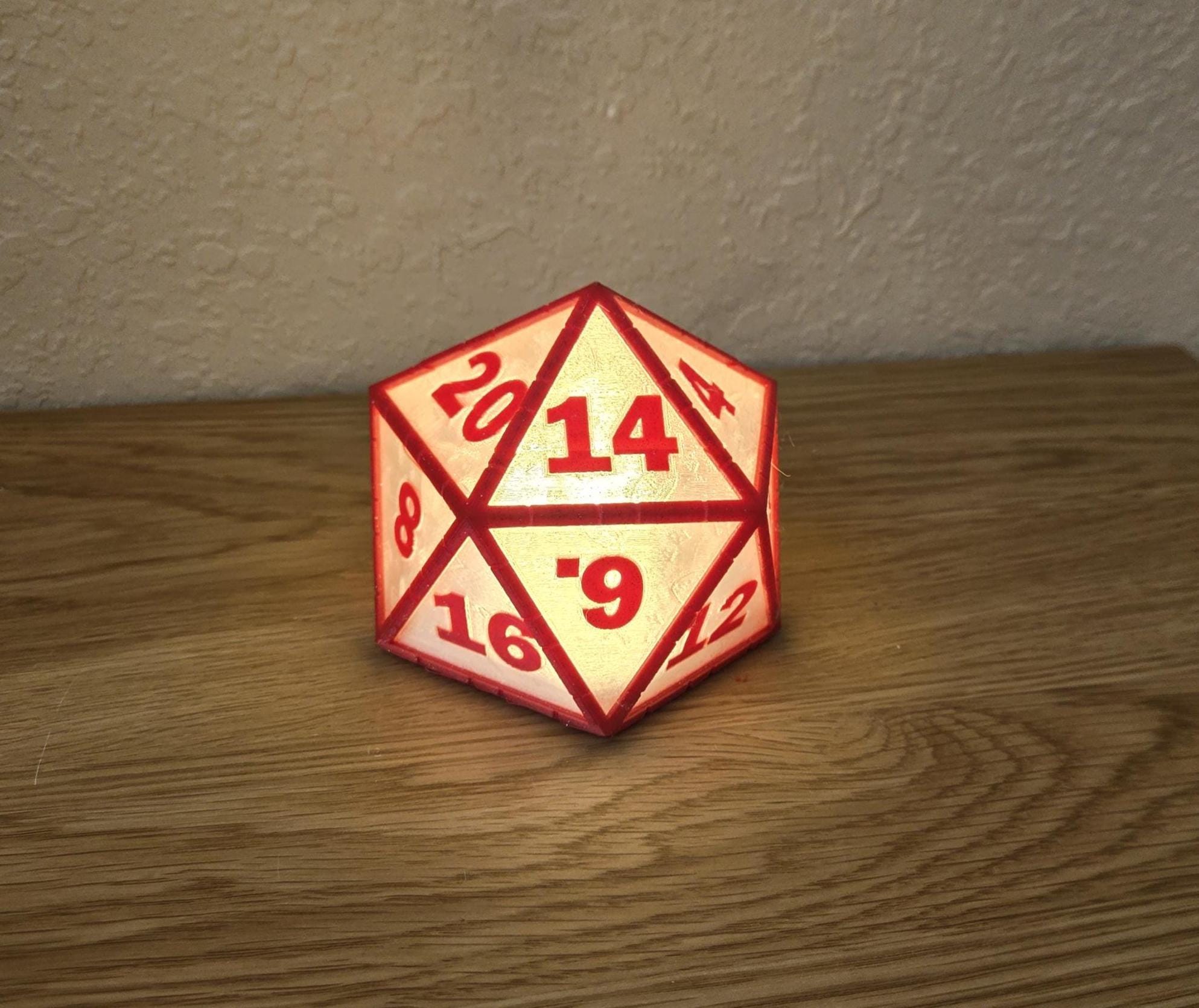 D20 Dice Lamp, 4.2-Inch LED Tabletop Light