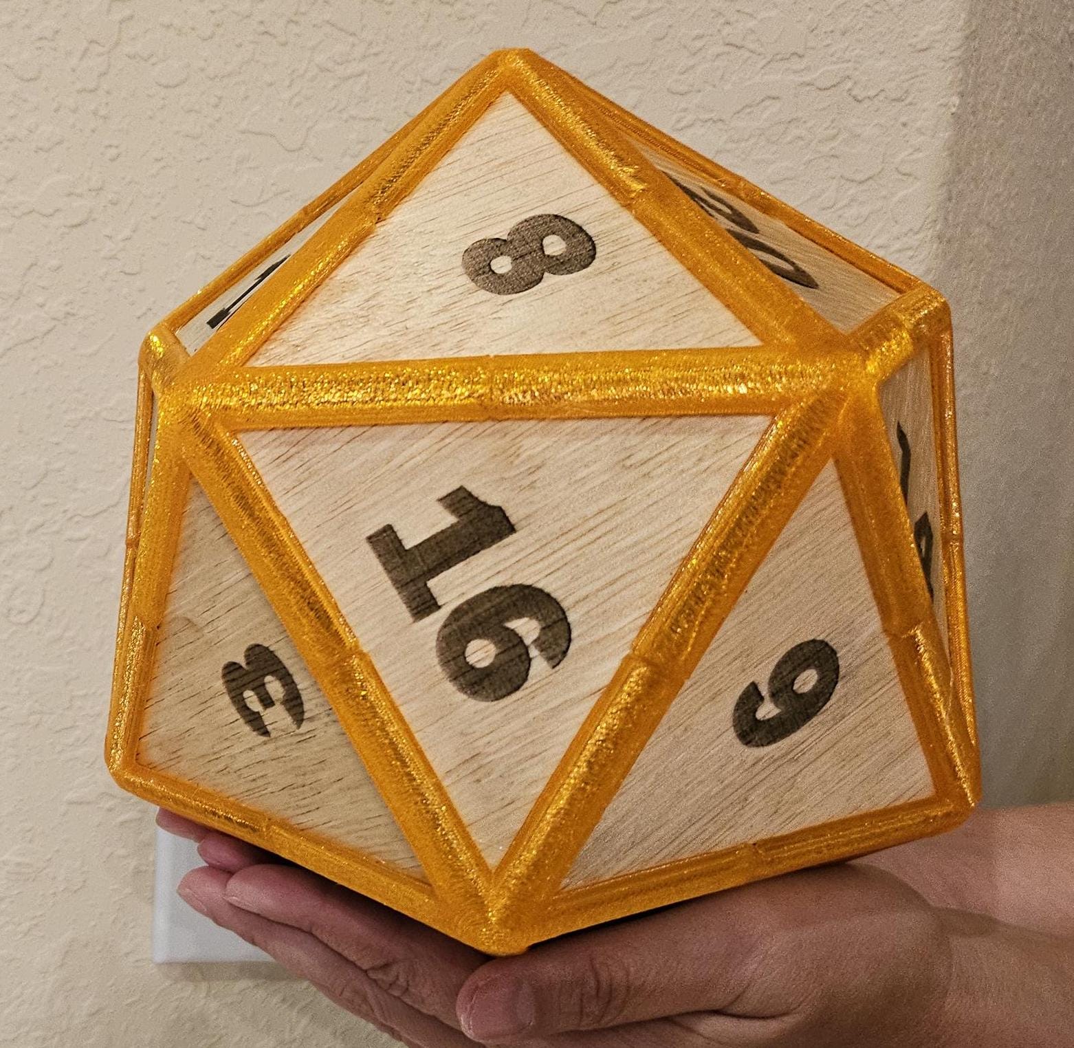 Roll Big with this Oversized Wood D20 - Ideal for Indoor Gaming and Home Decor