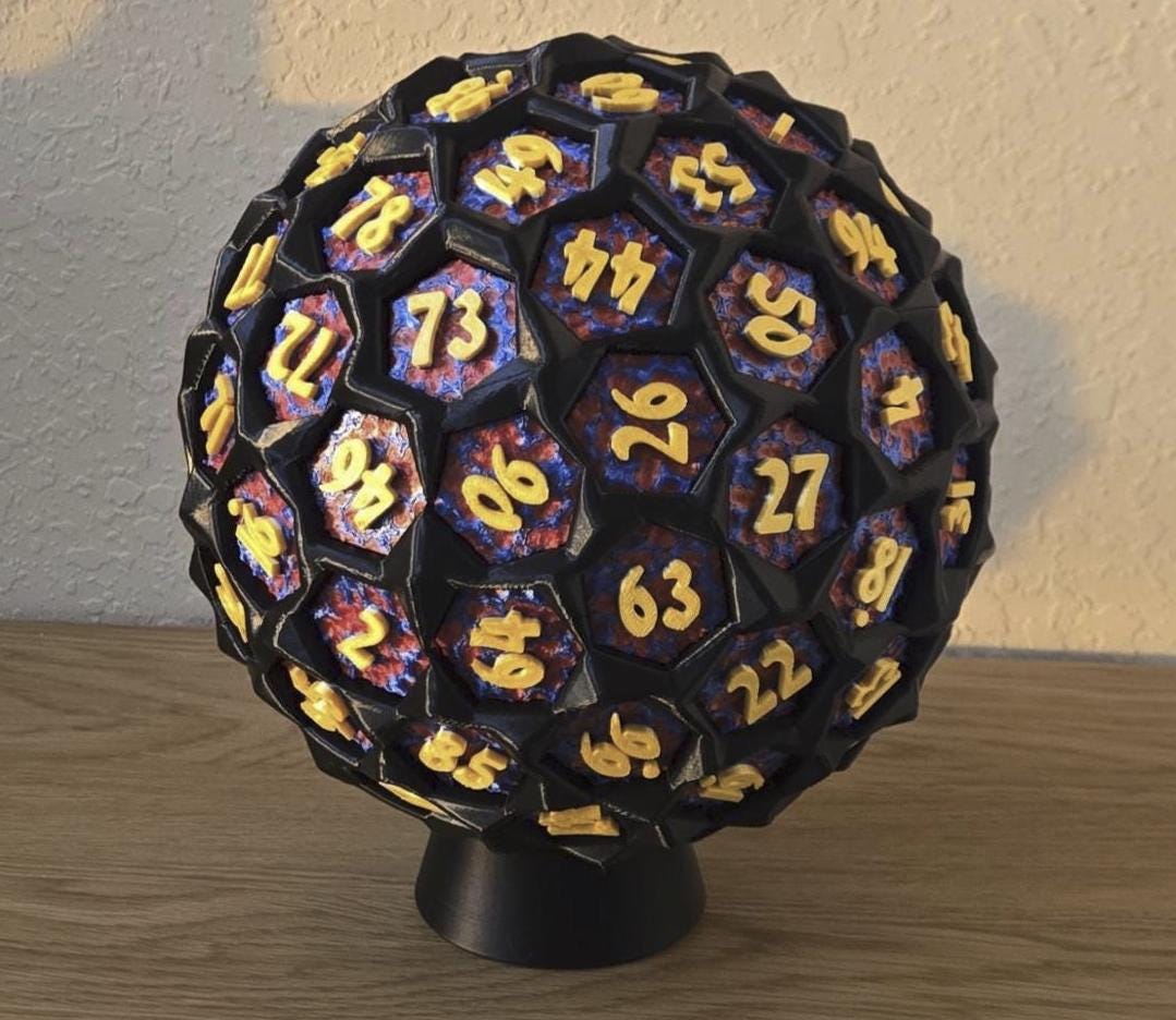 Giant Multicolor Inlay D100, 8.3 Inch Rolling Percentile Die