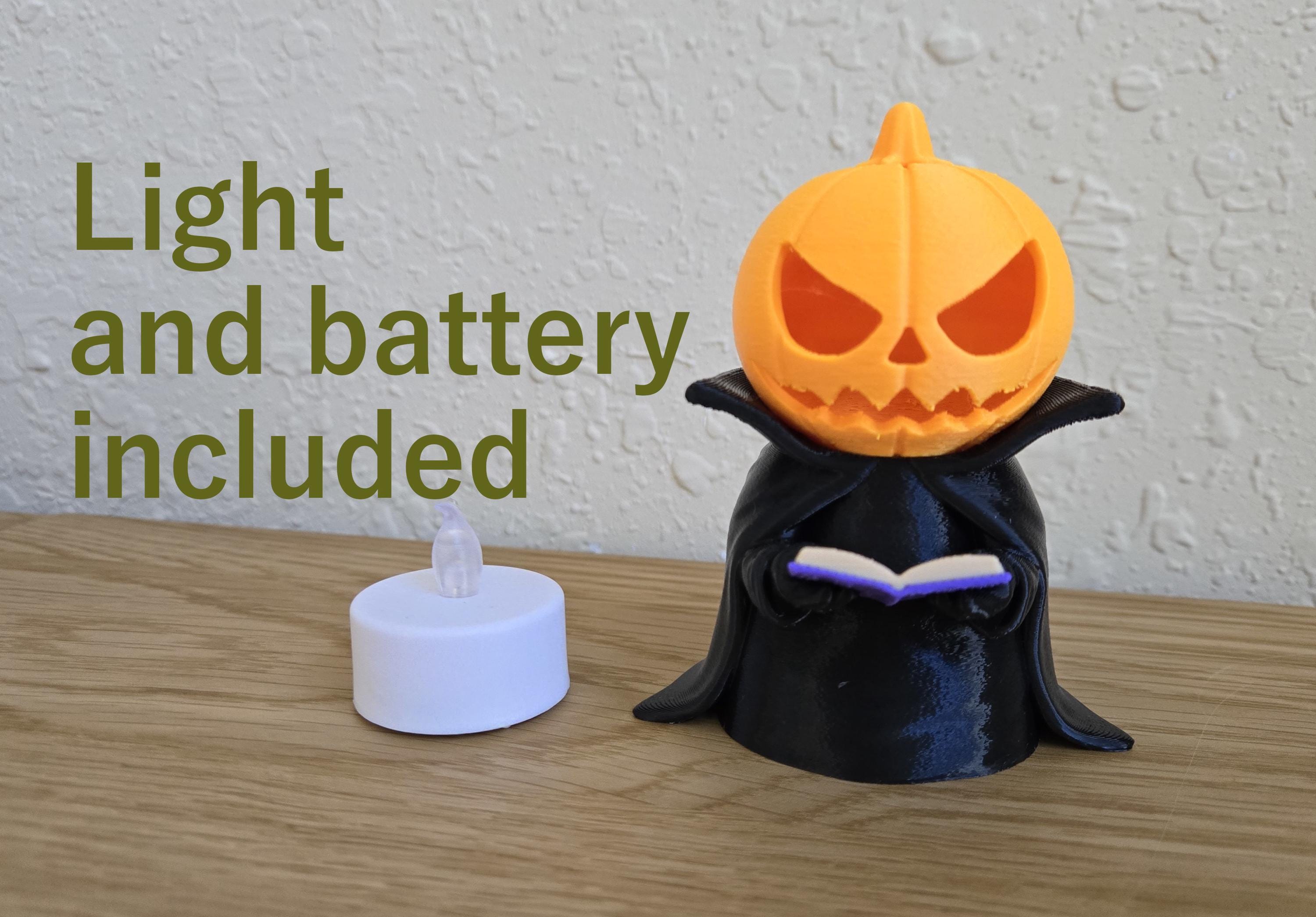The Pagekeeper – Glowing Jack-o-Lantern Bookkeeper Figurine (4″) with Tealight Candle