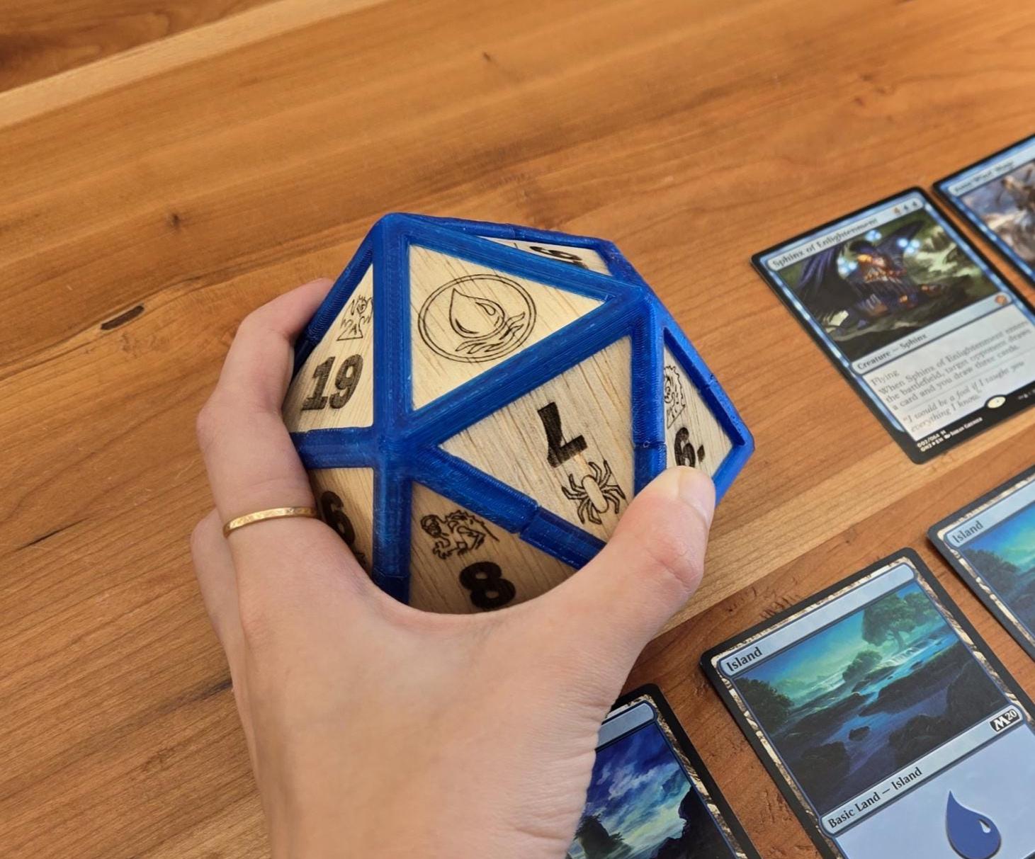Giant Mana Inspired Wooden D20 Spindown Dice, Singles or Set