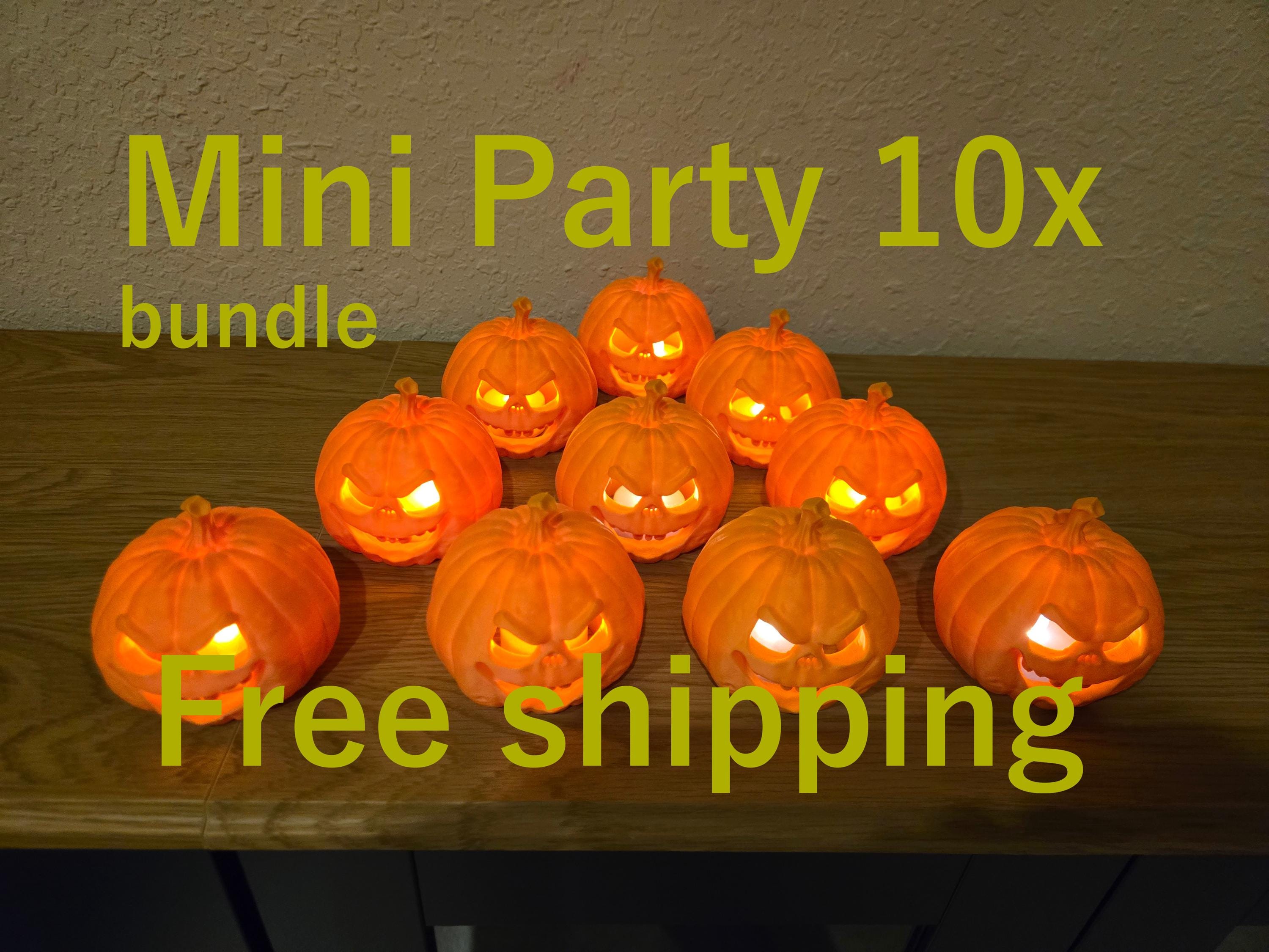 Grinning Jack O Lantern with Flicker LED Tea Light, Three Sizes