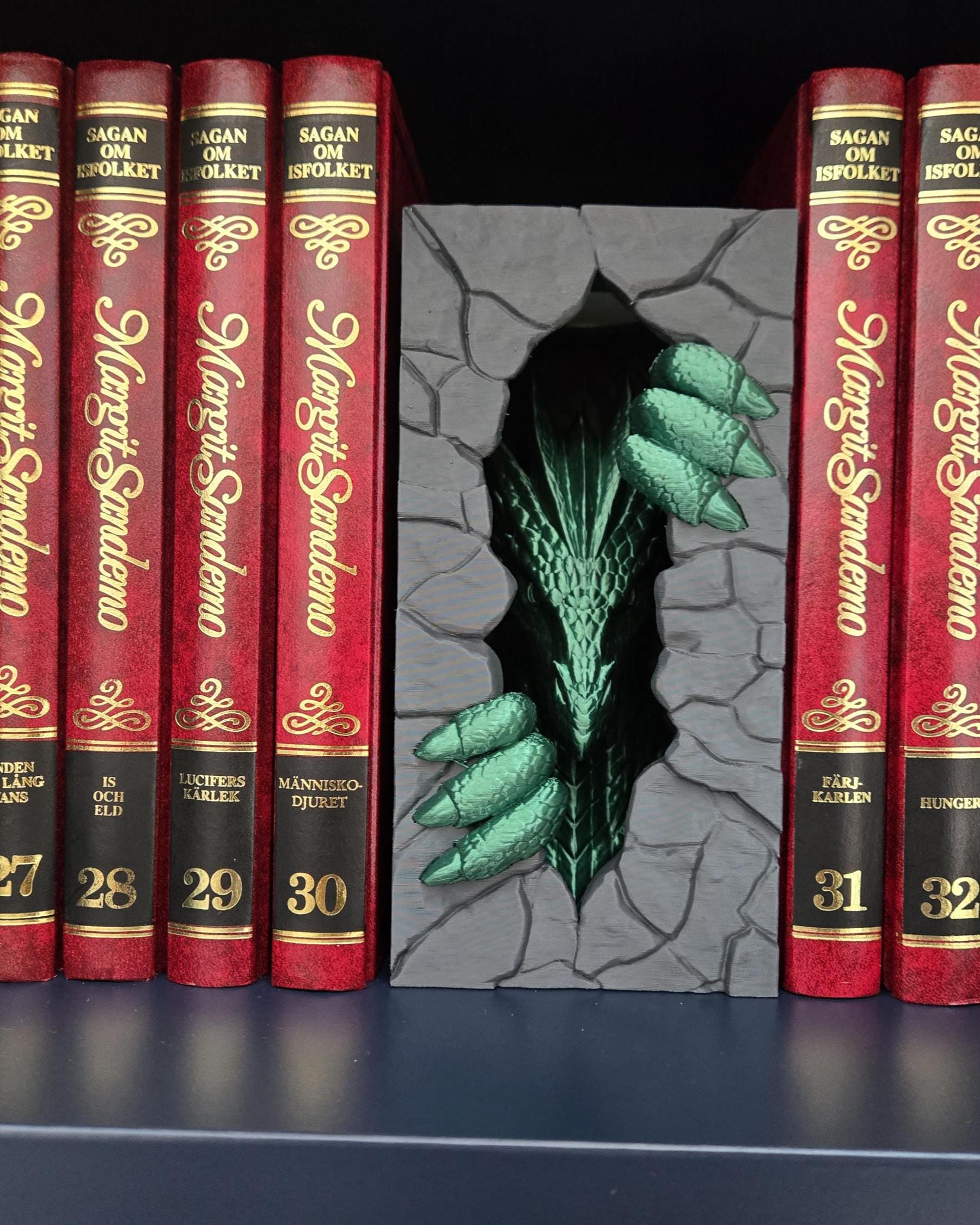 Dragon Book Nook Night Light with LED Puck, Fantasy Shelf Lamp