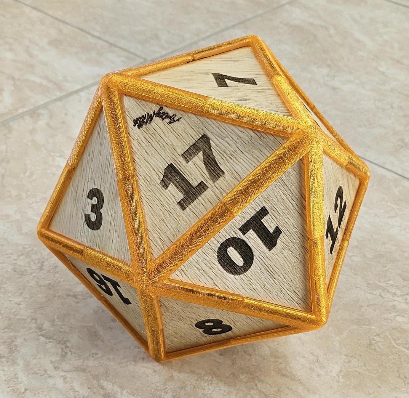 Roll Big with this Oversized Wood D20 - Ideal for Indoor Gaming and Home Decor