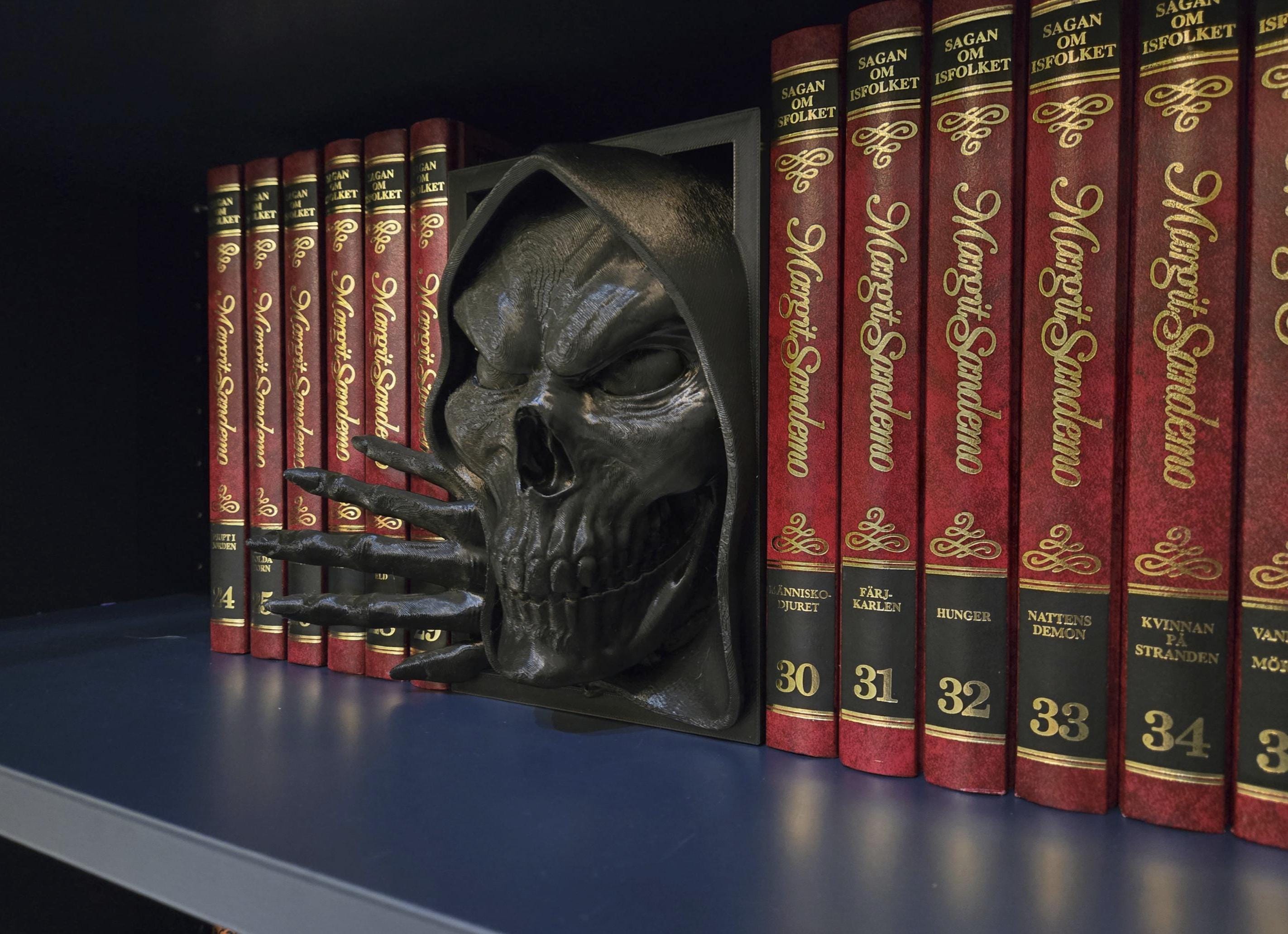 Bone Book Nook – Gothic Bookshelf Insert – Black, Purple.