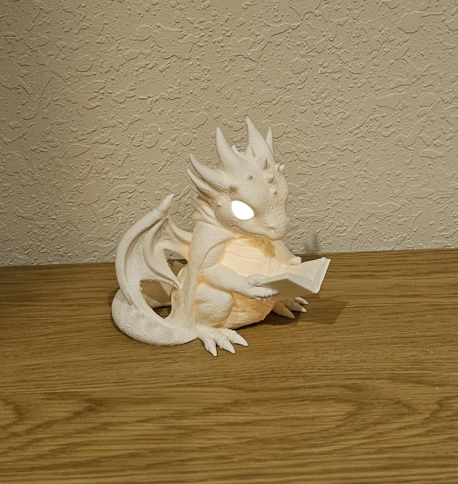 Glowing Reading Dragon Lamp | Cozy Fantasy Night Light | Dragon Lover Gift