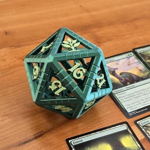 D20 Big Spindown Dice Magic the gathering mana inspired, Large dice 3.2 inches