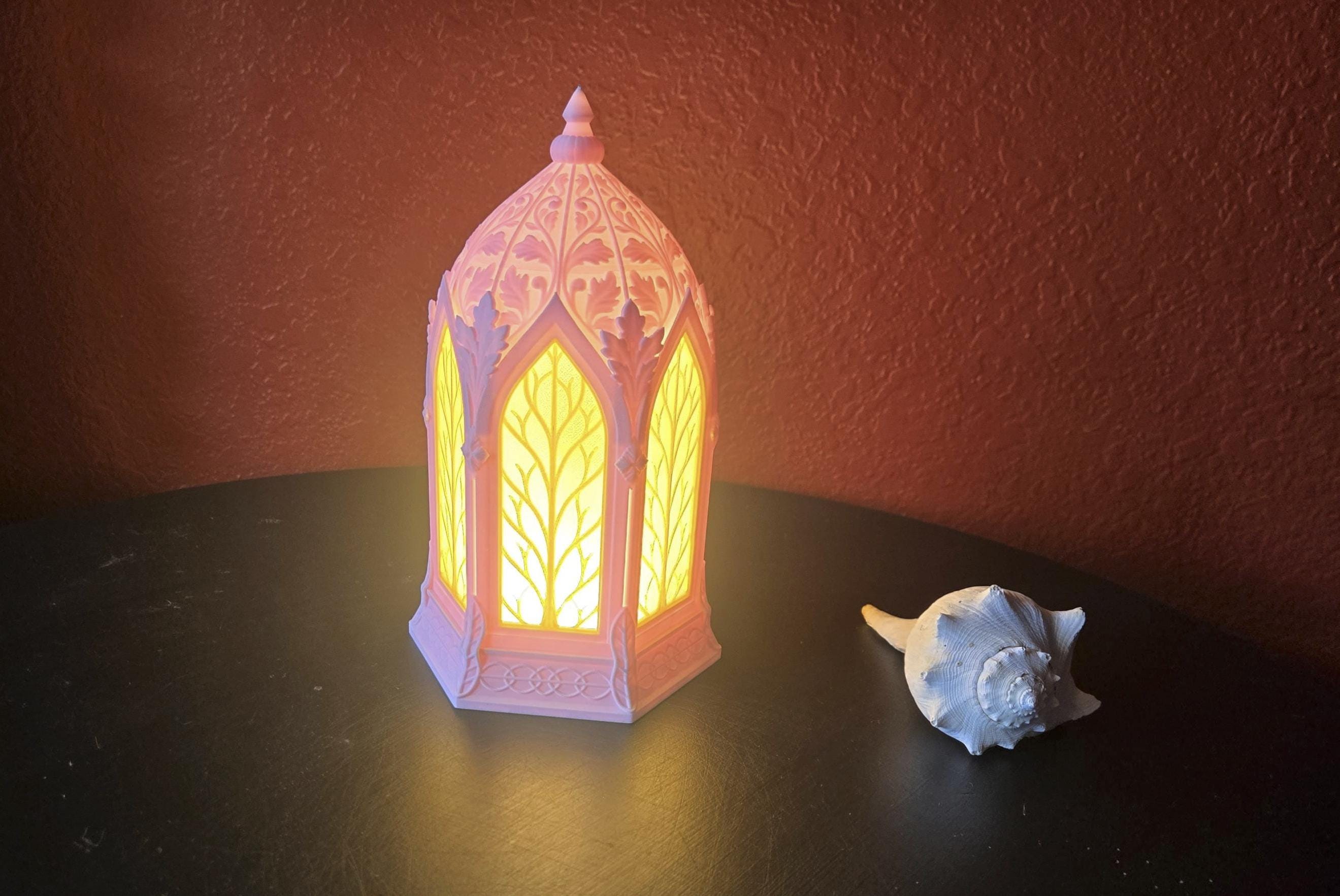 Elven Lantern Night Light, Fantasy Lamp with LED Puck or Tea Light