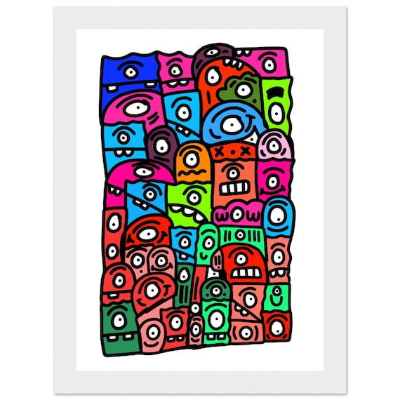 Colourful Doodle Framed Poster | 13x18 cm | Wooden Frame | Ready to Hang