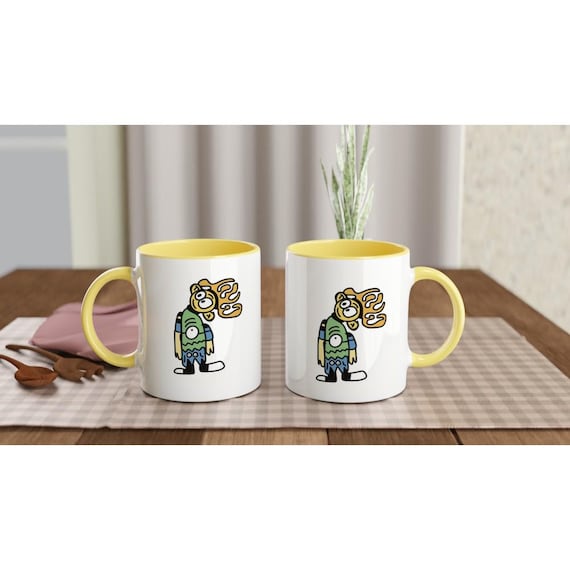 Wavy Hair Boy White 11oz Ceramic Mug with Colour Inside