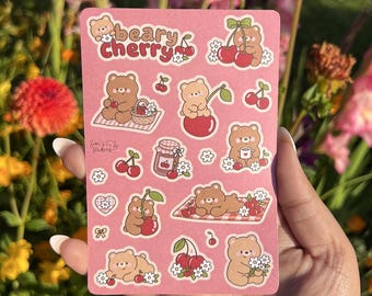 Beary Cherry Sticker Sheet | Cherry Bear Stickers