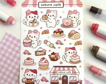 Hoja de pegatinas de Sakura Cafe / Flor de cerezo
