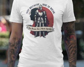 Knight and Lady Graphic Tee: Protecting Women's Rights, Feminist T-Shirt