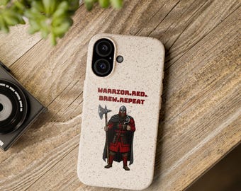 Biologisch afbreekbaar telefoonhoesje Warrior Viking, cadeau voor gamer