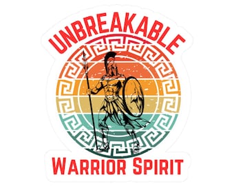 Pegatina retro de atardecer espartano, calcomanía de vinilo con espíritu guerrero irrompible