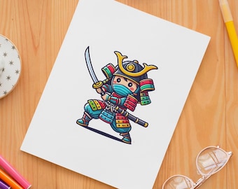 Adesivo Chibi Samurai, regalo anime