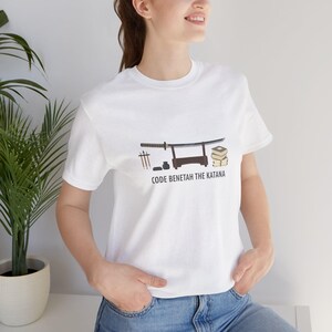 Code Beneath the Katana Bookish Bibliophile T-Shirt | Library Aesthetic