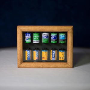 Wood Framed 35mm Fuji & Kodak Color Slide Film Canisters, Recapture, Gift for Him or Her, Love of Photography, Love of Film Canister Art
