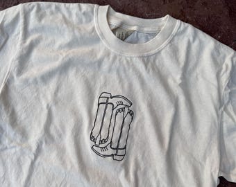 Embroidered Cowgirl Boots Comfort Colors T-Shirt