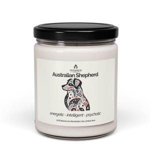 Australian Shepherd Soy Candle 9oz – Pet Safe & Paraffin-Free Scented Candle, Natural Soy Wax Blend Dog Lover Gift