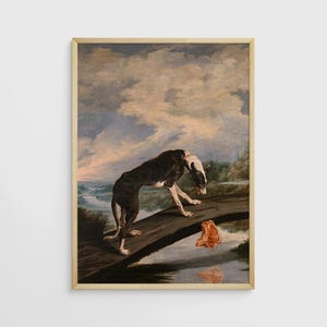 Vintage Greyhound Painting Print - Antique Dog Art Decor, Fine Art Wall Hanging, Printed & Shipped Vintage Dog Illustration
