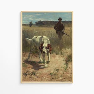Vintage Dog Painting Print - Man and Dog Antique Art, Farmhouse Decor, Dog Lover Gift, Printed and Shipped Wall Art