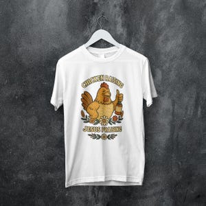 Jesus Praising Chicken Raising T-Shirt: Vintage Farm Life Gift