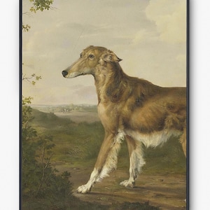 Vintage Greyhound Painting Print – Antique Dog Portrait Wall Art, Fine Art Gift for Dog Lovers, Physical Printed & Shipped Decor