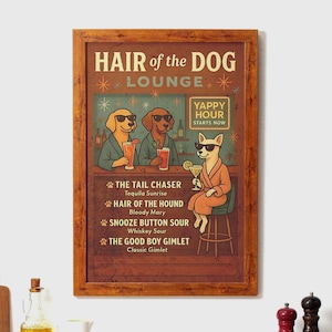 Haar van de hond barwagen digitale print - grappige hond kunst aan de muur, instant download keuken & bar decor afdrukbare poster voor thuis