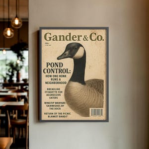 Gander & Co Vintage Goose Magazine Cover Wall Art Print | Funny Retro Bird Poster | Canadian Goose Lover Gift Unframed Decor