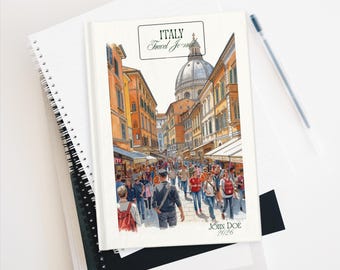 Diario de viaje por Italia / Cuaderno de acuarelas de las calles de Roma / Diario de viaje por Europa / Regalo personalizado para Italia