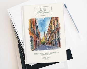 Diario de viaje por España / Cuaderno de acuarelas de las calles de Barcelona / Diario de viaje por Europa / Regalo personalizado para España