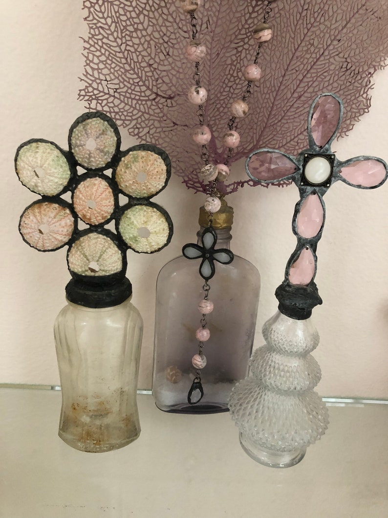 Pink semiprecious white opaque cross necklace or bracelet with tassel stunning meditative zen