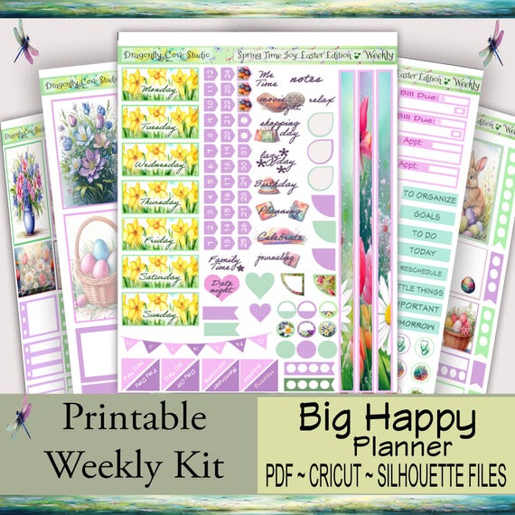 Big Happy Planner Weekly Sticker Kit – Springtime Joy: Easter Edition | Printable PDF, PNG & Cut Files