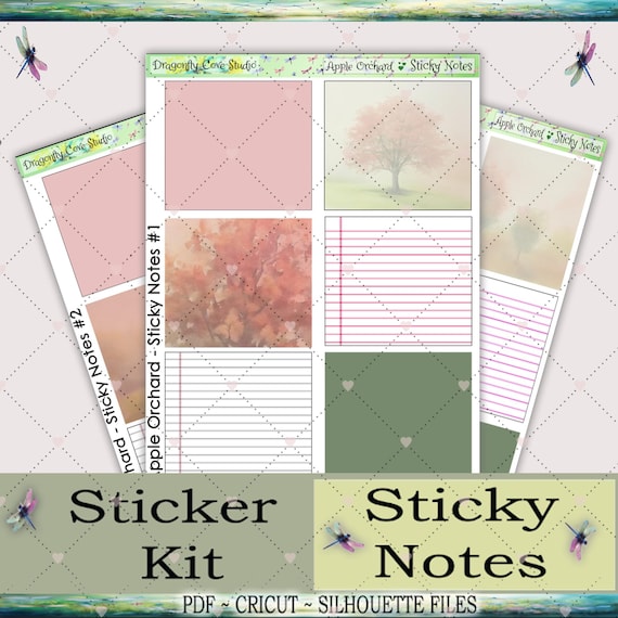 Sticky Notes – Printable Planner Apple Orchard Stickers for Cricut, Silhouette & PDF