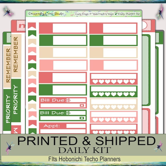 Hobonichi Techo Daily Planner Stickers Kit | Lazy Days & Watermelon Ways | Cottagecore | Printed, Shipped
