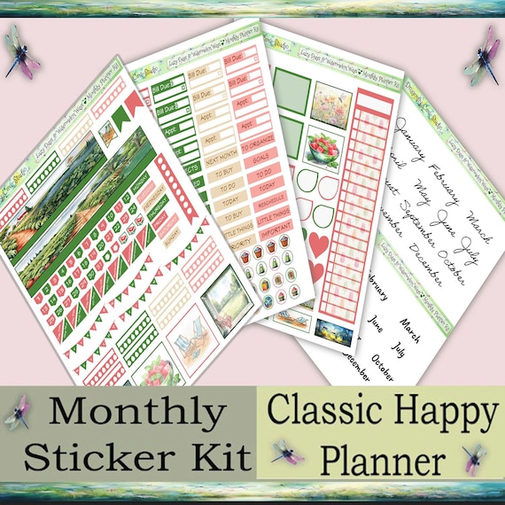 Classic Happy Planner Monthly Kit  | Lazy Days Watermelon Ways (Printed & Shipped to You)