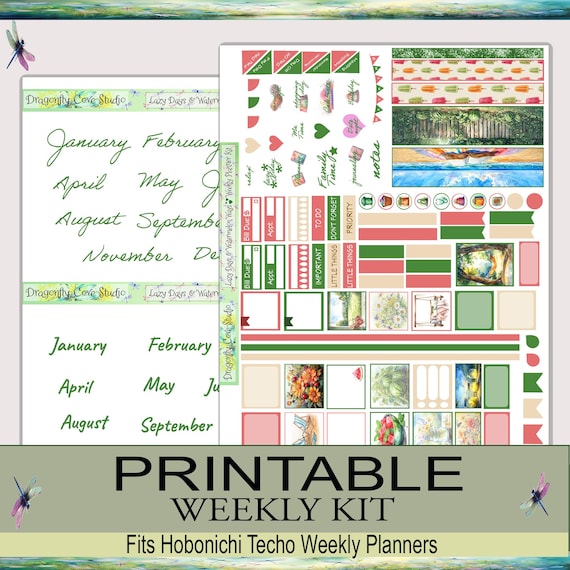Hobonichi Techo Planner Stickers | Weekly Kit | Lazy Days & Watermelon Ways (PDF, Cricut, Silhouette)
