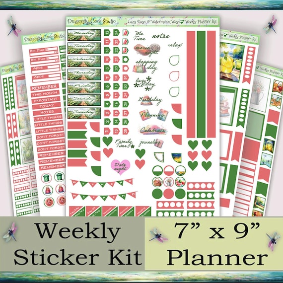 7x9 Weekly Sticker Kit | Lazy Days Watermelon Ways | (Printed & Shipped to You)